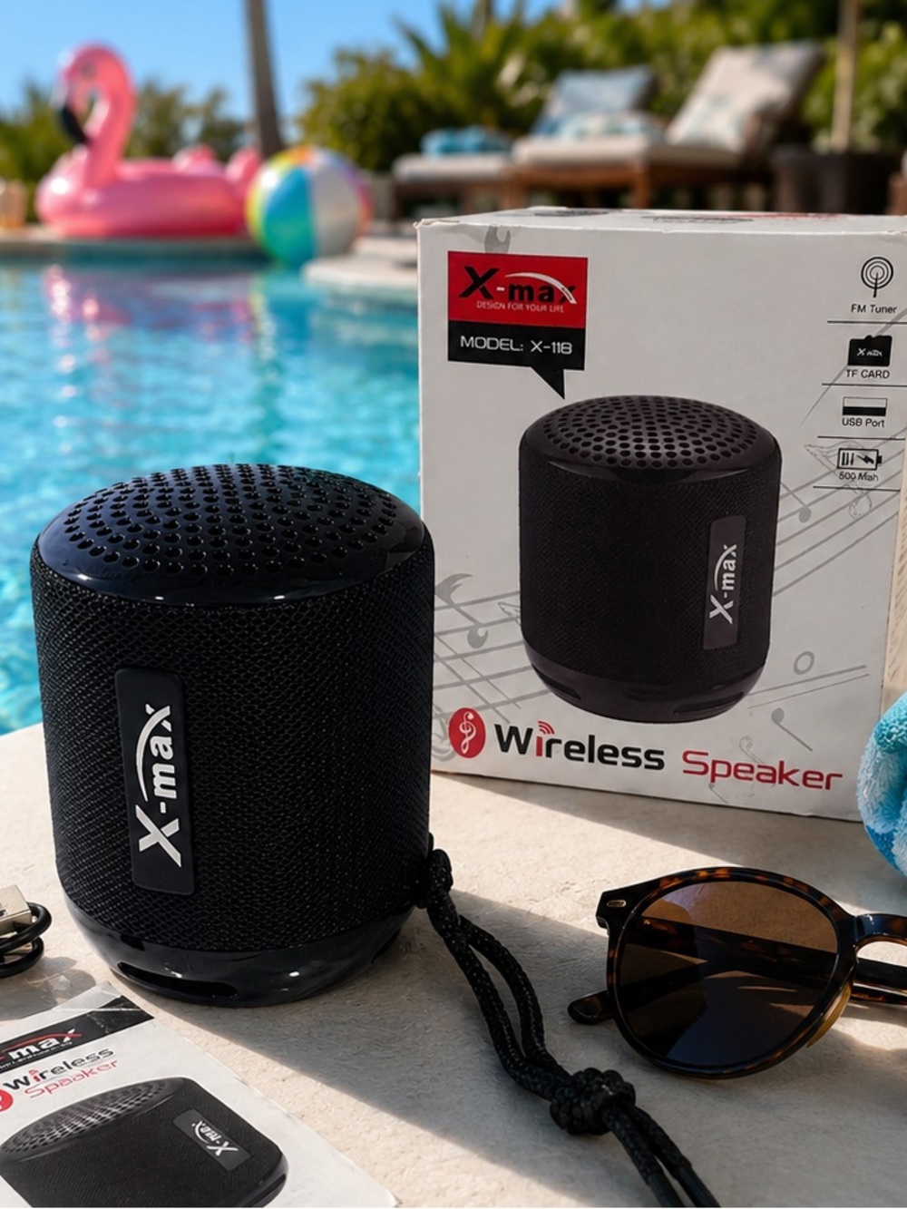 X-Max X-118 BLACK Wireless Portable Bluetooth Speaker - Black NIB